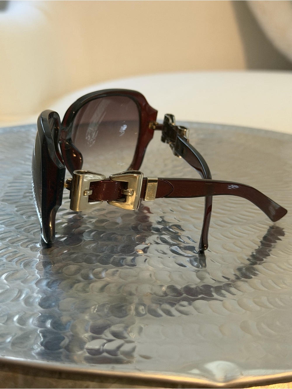Gucci Brown Sunglasses with Gold Buckle Detail